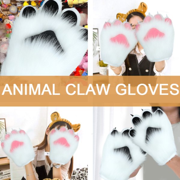 1 Par Animal Claw Glove Paw Mitts Vinter Furry Hand Paw Mitt W