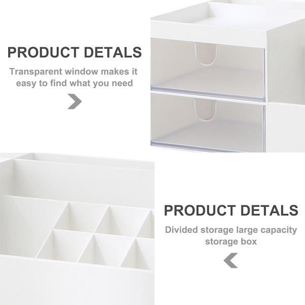 Kosmetisk/Makeup Vanity Organizer Box, Mini Skrivebordsopbevaring til Kontorartikler, Badeværelsesdisk eller Kommode, 24*12*9cm