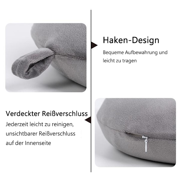 Nackstöd Resekudde, Mjukt Tyg Erbjuder Ergonomisk Design, Bärbar Snäpprem Säkerställer Din Bekväma Sömnresa, Tvättbart Överdrag Underhåller