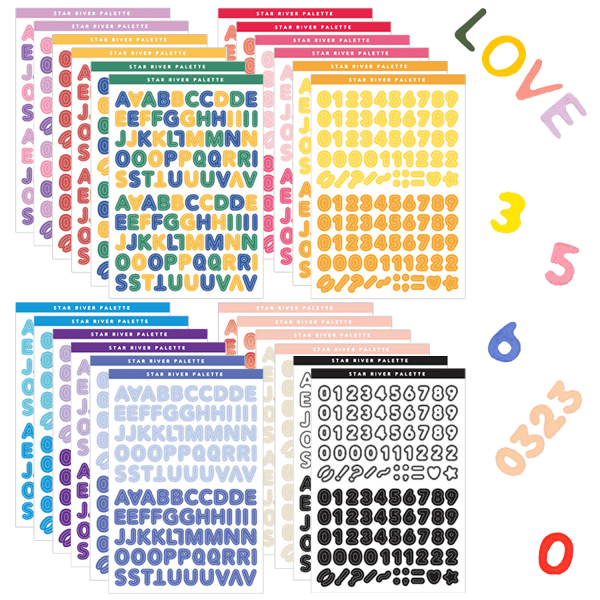 24 ark med bokstaver og tall klistremerker postkasse alfabet tall klistremerker fargerike selvklebende vinyl bokstav tall klistremerker sett for dekorasjon kunst, Bulle