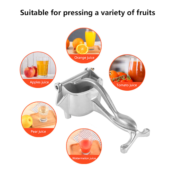 Kraftig manuell juicepress, halkfri stabil bas säkerställer säkerhet och stabilitet, aluminiumlegeringskonstruktion för robust prestanda, enkel juicepressning