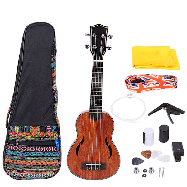 21 tommer Ukulele sæt Varm dyb tone Oversize tuner Pick Mahogni Instrument til begyndere