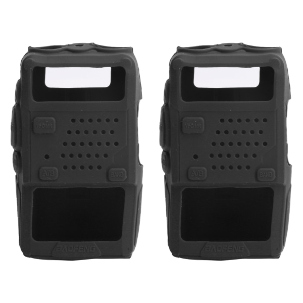 2 stk. Mini Walkie Talkie Silikone Beskyttende Blød Cover TwoWay Radio Beskytter til Baofeng UV5R (Sort)