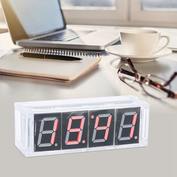 4-siffrig DIY Digital LED-klockkit Automatisk visningstid/temperatur Elektronisk DIY-kit Klocka - Röd