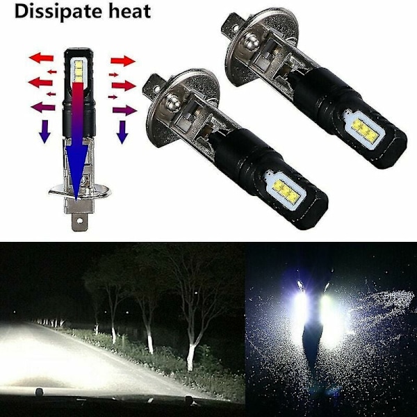 2x H1 6000k Super Bright White 1200lm Drl Kit de phares à LED High Beam