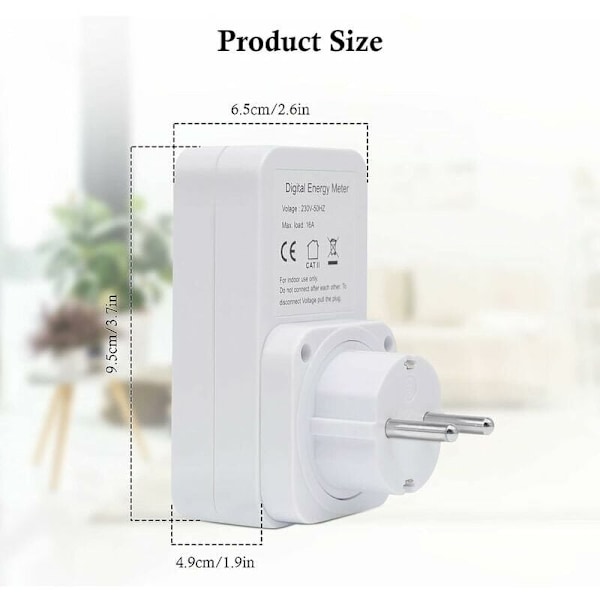 Digital Timer, 230V AC Elförbrukningsmätare för Akvarier, Växtbelysning och Hushållsapparater, Max Ström 16A, Max Effekt 3680W, Lätt att Använda med