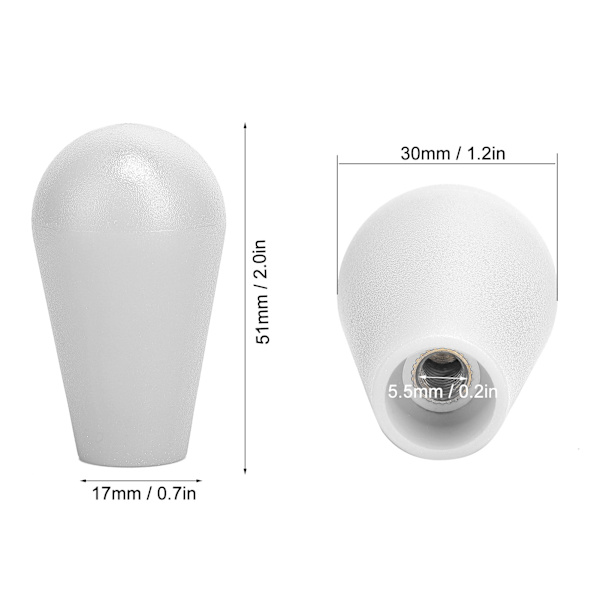 Joystick-pallopää M6 American Style Oval Game Rocker -kahva, valkoinen