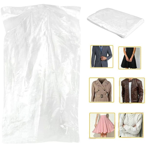Paket med 50 plaggväska Transparenta kläder Cover Dustpro