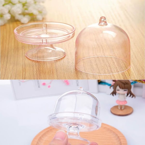 Elegant Transparent Mini Tårtställ, Akrylplastmaterial, Perfekt För Födelsedagsfestdekorationer Och Tepartyfavörer, Förhöj Ditt Bord