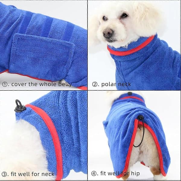 Mikrofiber hundebadekåbe, hundebadekåbe blød badekåbe med badebørste, hund