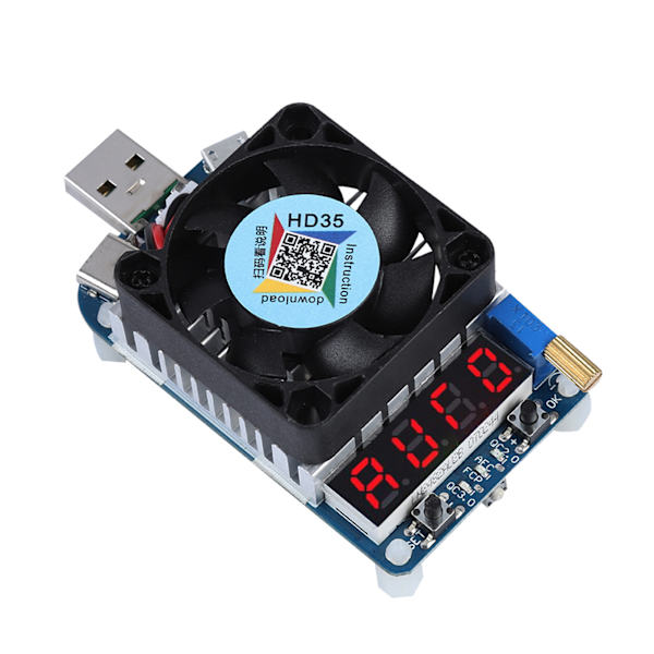 USB Elektronisk Lastmotstånd Spänningsflödesmätare Urladdningsbatteritest HD35 (5A/35W)