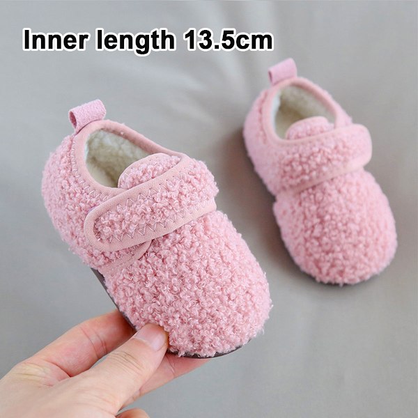 1 par Unisex Barn Toddler Tofflor Strumpor, Konstgjorda Ulltofflor med Halkfri Gummisula (Inre längd 13.5cm) pink 13.5cm