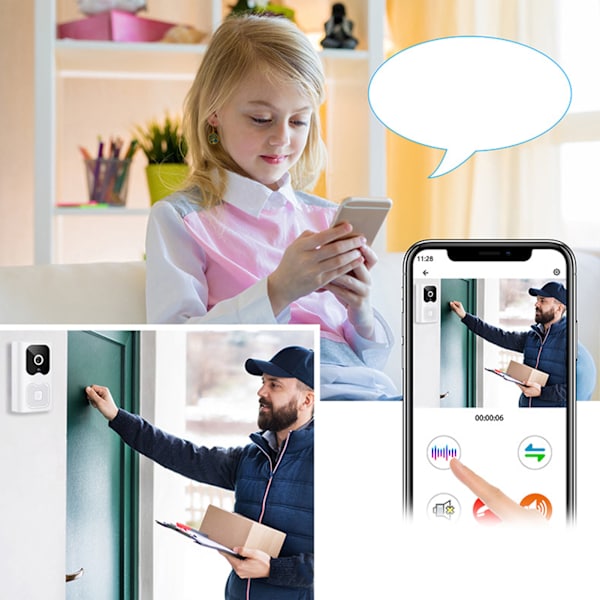 Smart trådløs fjernbetjening videodørklokke intelligent mobiltelefon fjernbetjening Wifi HD nattesyn tovejs opkald dørklokke