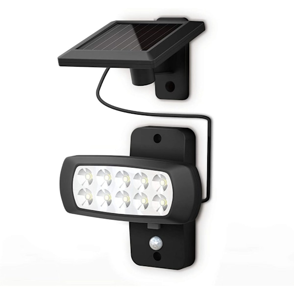 Rörelseaktiverad belysning, solcellsdriven LED-säkerhetslampa med kallvitt 6500K sken för ökad säkerhet utomhus