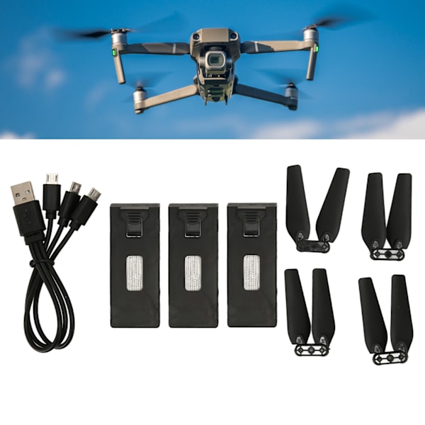 3PCS 3.7V 1800mAh Drönare Batteri Plug and Play RC UAV Batteri med Propellerblad för E88 E88PRO E525 E99 E99PRO P1 K3 S1