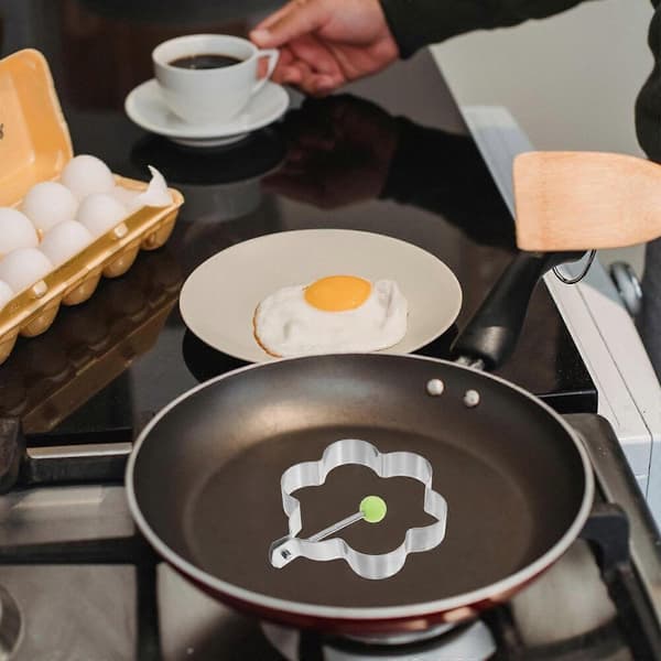 GETIT Stegte Æggeringe Form Rustfrit Stål Kompatibel med Madlavning 6 Stk Pandekage Ring Form