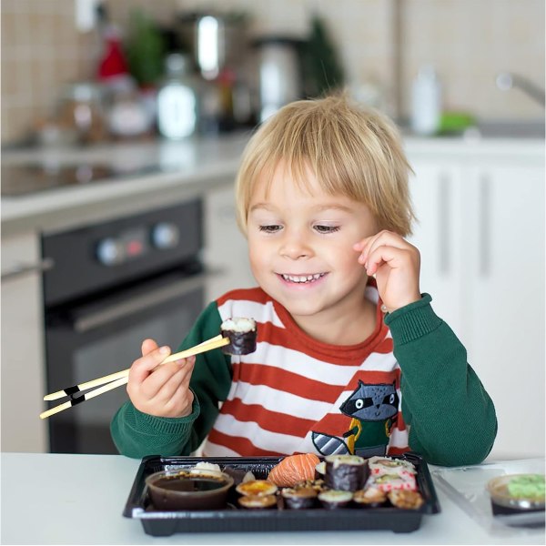 Chopstick Training Assistant, 8PCS Black Reusable Chopsticks Helpers Trainers Non-Slip Hinges Chopsticks Connector for Children Adults Beginners