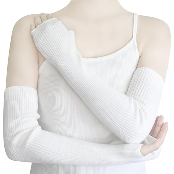 Fingerløse armvarmere for kvinner Vinter Stretchy Hansker Akryl Hansker 50cm Ekstra lange hansker