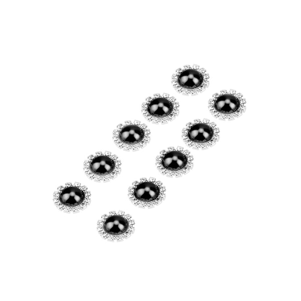 10 stk. 20mm DIY halvrunde perleperler Scrapbooking-dekoration flad bagside (sort)