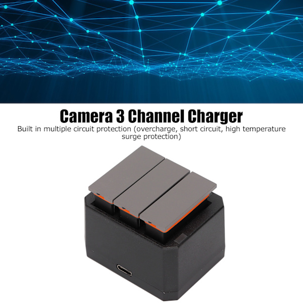 Batterilader Kit til DJI OSMO Action Kamera 3 Pakke 1300mAh Batterier og 3 Kanals Lader med LED Indikator
