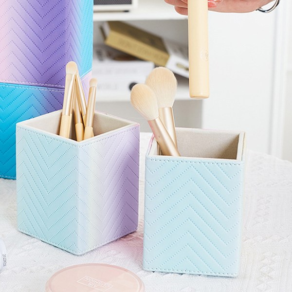 Makeup børsteholder PU blyantsarrangør, kosmetisk børsteopbevaring til kommode forfængelighed bordplade, 21*8cm