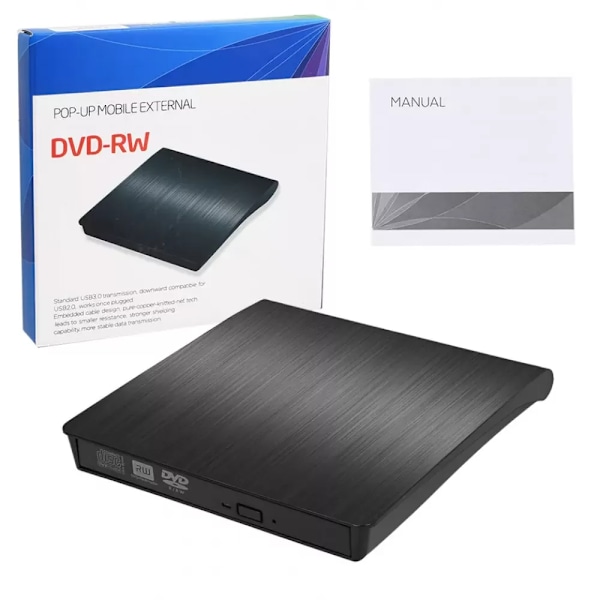 Professionell Extern CD/DVD-enhet, USB 3.0-gränssnitt för snabb dataöverföring, Plug & Play Portabel DVD/CD-brännare för brett utbud av enheter