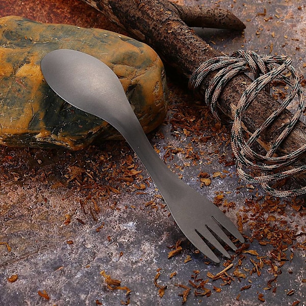 Konvertibel Multifunktionell Spork för Utomhusäventyr, Titanlegering Ultralätt Sandblästringsprocess Bekvämt Grepp Portabel Konvertibel