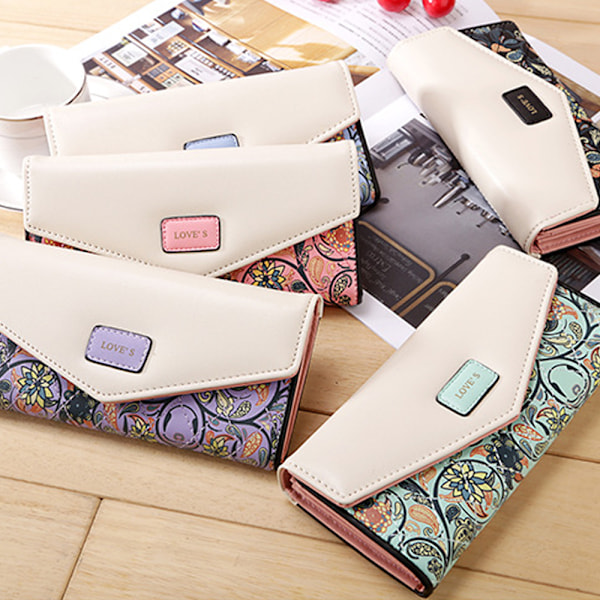 Liten blommig kuvertlås dam plånbok Lång plånbok clutch väska