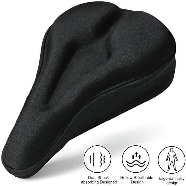 Ergonomiskt 3D Gel Cykelsadelöverdrag, Universell Passform För De Flesta Cyklar, Extra Mjuk Memory Foam Vaddering Med Andningsbart Lycra Tyg Och Halkskydd