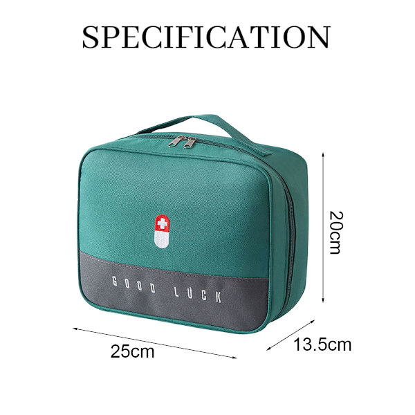 Førstehjelpsveske tom, nødhjelpsveske for traumer, medisinpose for reiser hjemme fotturer camping bilkontor, 25*20*13,5cm