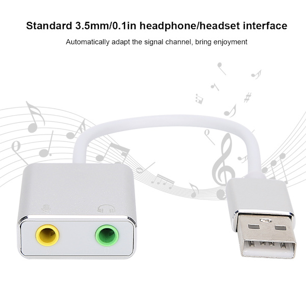 Ekstern USB 2.0 lydkort 3D Virtual 7.1 kanal lydadapter 3,5 mm til telefon PC bærbar computer