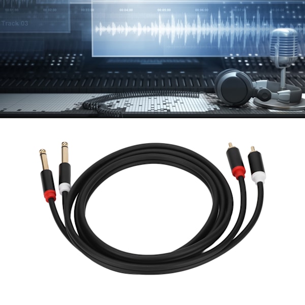 1/4in dobbel RCA til dobbel TS-kabel 4,9 fot 6,35 mm 2 RCA-port til 2 TS-port kabel stereo-interconnect-ledning