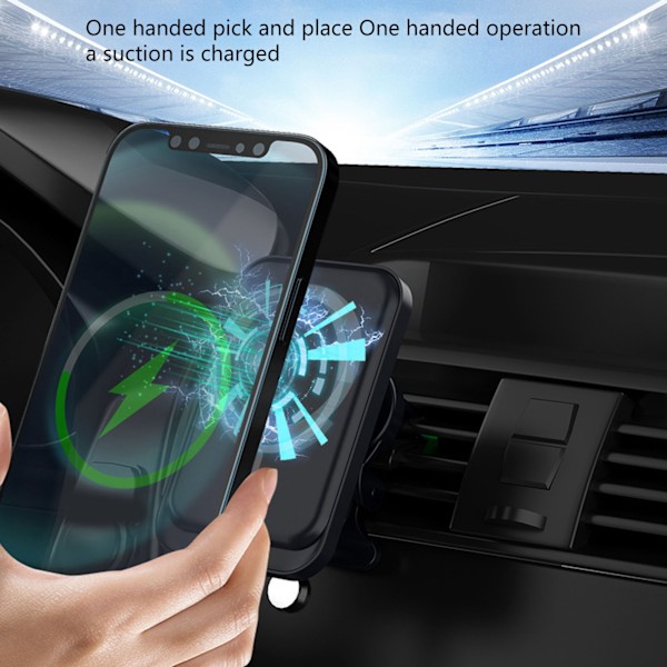 Trådlös billaddare 15W Snabbladdning 360 Graders Rotation Bil Magnetisk Laddare för Iphone12