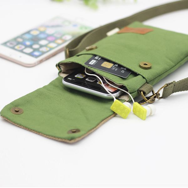 Lærred Lille Flip Crossbody Taske Mobiltelefon Pung til Kvinder Wristlet Tegnebog Taske Møntpung