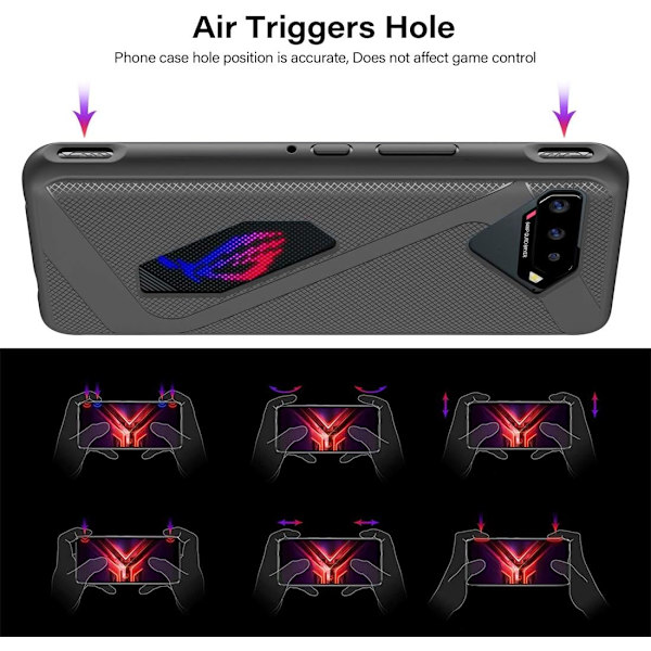 Gaming Phone Case för ASUS ROG Phone 5 Värmeavledningsskydd Silikon och TPU-skydd Unik formfodral för män och kvinnor Ultra Slim Thin Cover Scrath