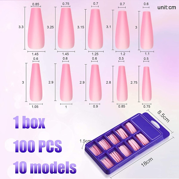 100 Stykker Matte Ekstra Lange Ballerina