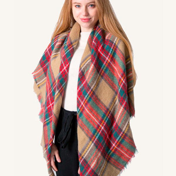 Kvinnors Höst Vinter Halsduk Klassisk Tofsrutig Tartan Varm Mjuk