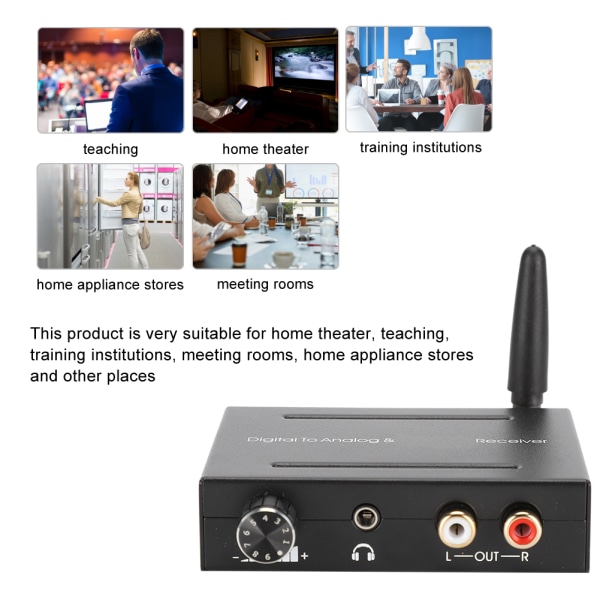 Optisk fiber koaksial lydkonverterboks digital til analog og Bluetooth-mottaker