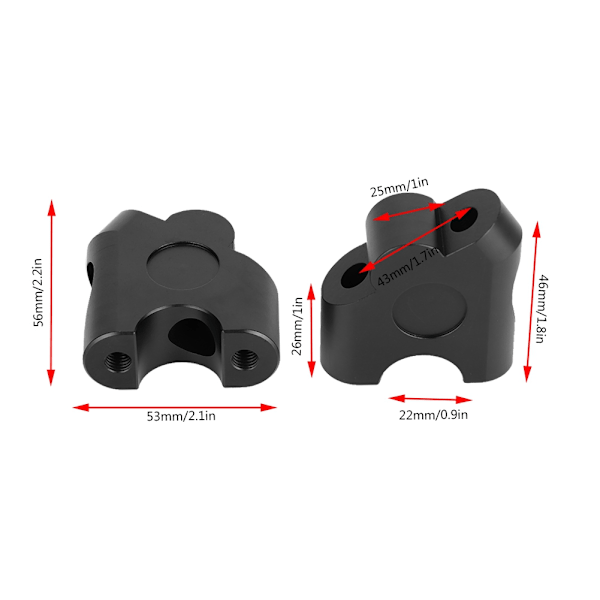 22mm Universal Motorcykel Styr Højderiser Styr Klemme Tilbage Flyt Montering Adapter (Sort)