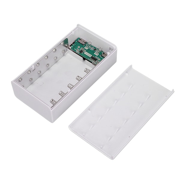 10W DIY 18650 Bärbar Powerbank Väska L12 Mobil Batteriladdare 12 Batterier Kapacitet med 2 LED-lampor LCD-display Vit