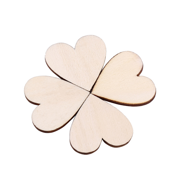 Kærlighed Hjerte Form Træ Pynt til Bryllupper Plaketter Ornament(30mm 50stk)