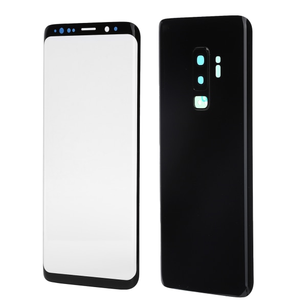 Telefon Bagside Glas Cover Forside Skærm Glas Linse Udskiftningssæt til Samsung S9+ G965(Sort )