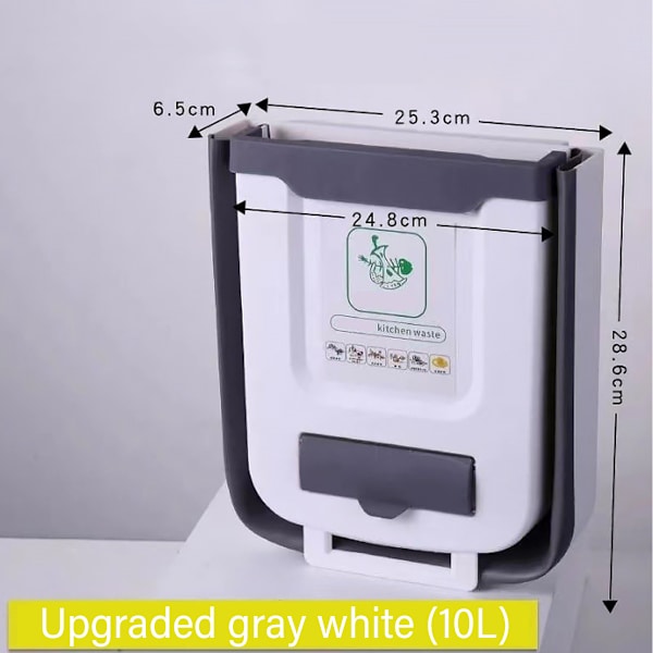 Kökssopkorg med lock, kökskompostbehållare, liten hopfällbar hängande soptunna på bänkskivan, 2,4 gallons soptunnor för kök/under