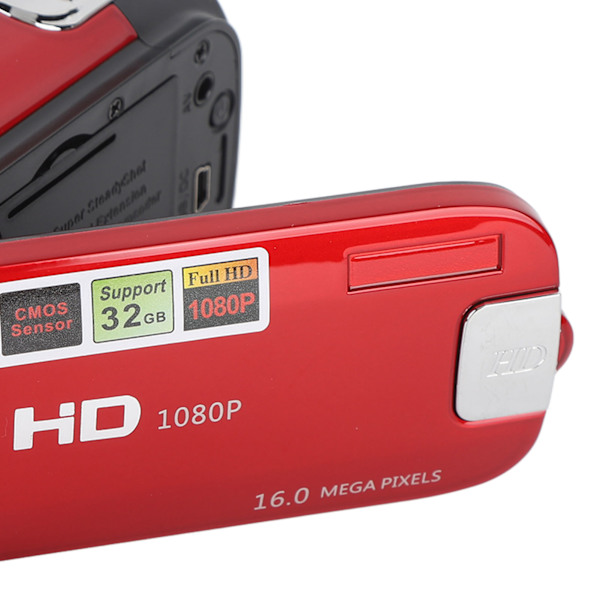 1080P 16MP DV-kamera 2,7 tommer TFT roterbar skærm 16x digital zoom videokamera med USB-kabel rød