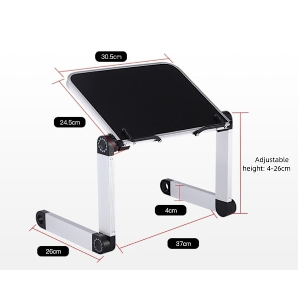 Table Tech Buddy: Ergonomiskt, portabelt laptopbord, justerbar höjd med inbyggda klämmor, hopfällbart stativ för platsbesparande bekvämlighet
