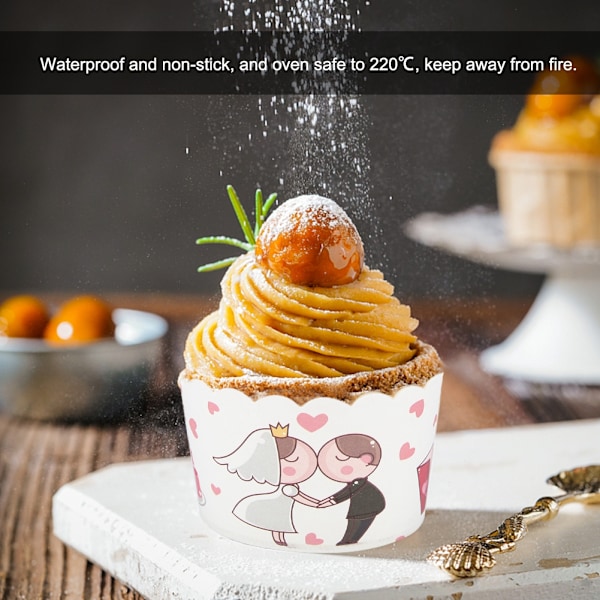 Alla hjärtans dag Cupcake Dekorationer, Hjärtformade Cupcake Omslag Vattenavvisande Nonstick 125st För Bröllopsfest, Färgglada Cupcake Formar