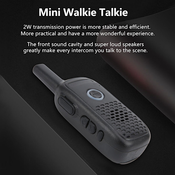 Mini Walkie Talkie UHF PMR FRS Handheld Radio 2W 400‑470MHz med USB-kabel 1200mAh batteri