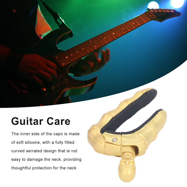 Gitarr Capo Skalle Knopp Låsande Design Mjuk Silikon Repskyddande Capo för Elektriska Akustiska Gitarrer Ukulele Guld