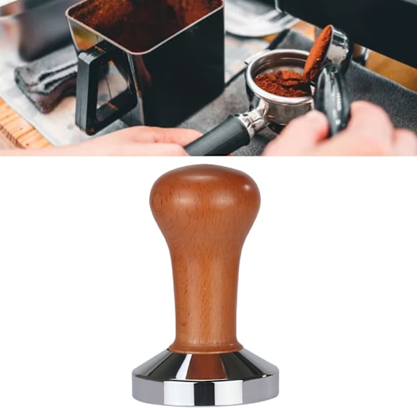 Craftsman's Choice: 58mm Espresso Tamper, Ergonomiskt Designat Kaffepressverktyg, Massivt Trähandtag, Rostfritt Stålbas, Gåva Till Kaffeälskare