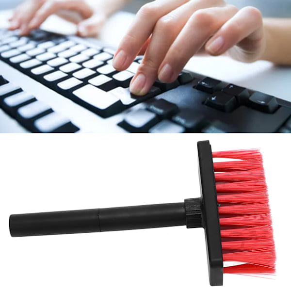 Tastaturbørste separat dobbelthodet design 5 i 1 multifunksjon 3 raders design plast rengjøringsbørstepenn for hodetelefoner svart rød